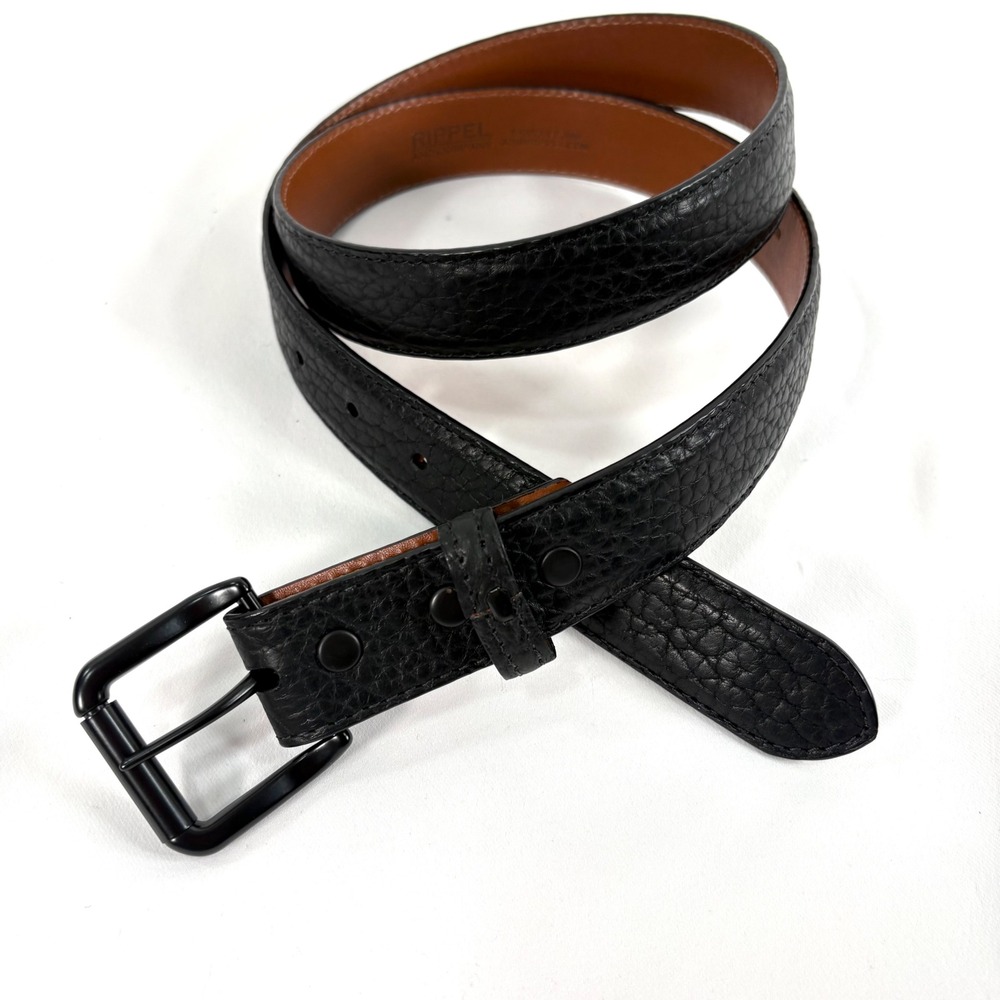 Rippel and Company Belt Black Genuine American Bison Leather Size 38 Made in USA